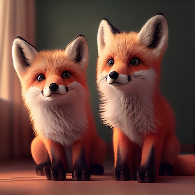 ilustração realista de raposas
