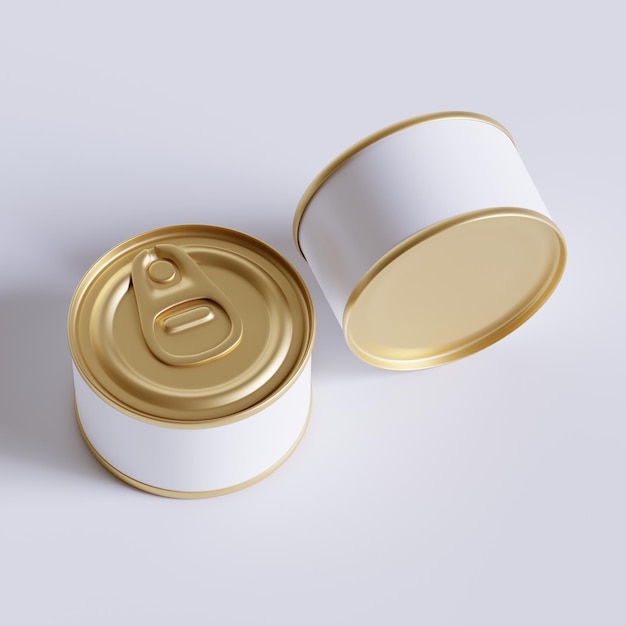 Ilustração realista de renderização 3D de alimentos em lata
