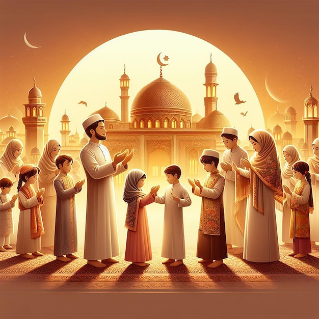 Ilustração realista do Eid al-Fitr