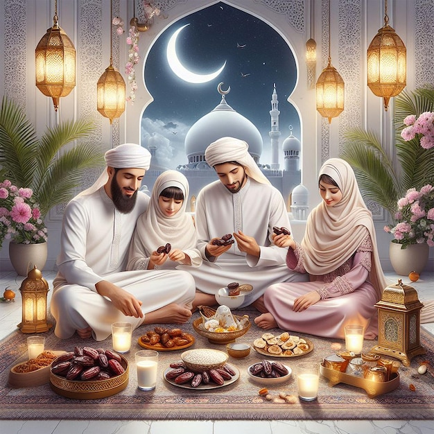 Ilustração realista do Eid al-Fitr