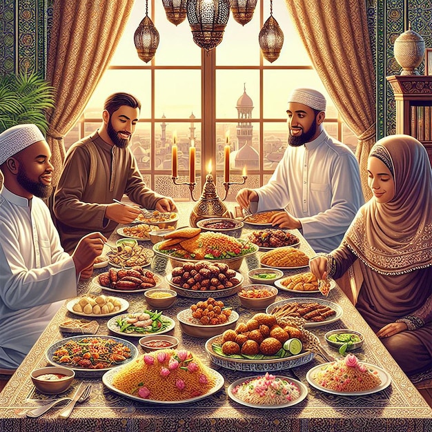 Ilustração realista do Eid al-Fitr