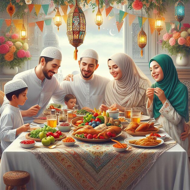 Ilustração realista do Eid al-Fitr