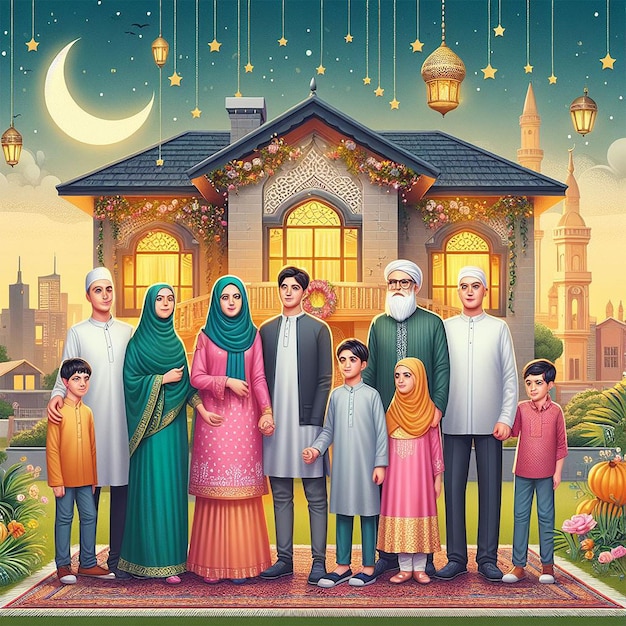 Ilustração realista do Eid al-Fitr