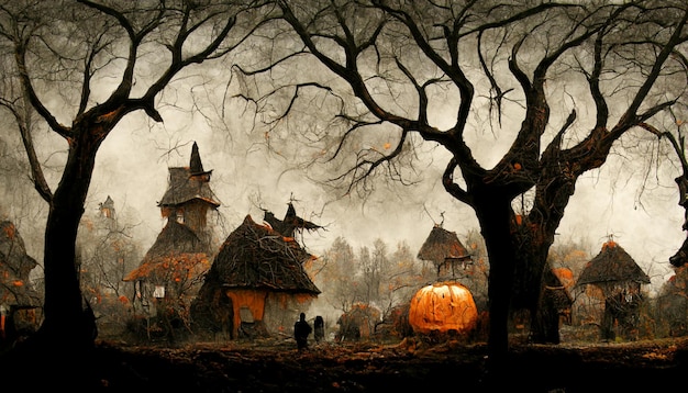Ilustração realista do festival de halloween. Imagens da noite de Halloween para papel de parede