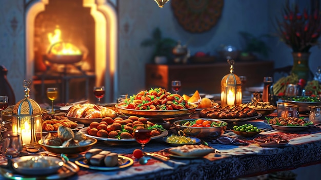 Ilustração realista do iftar