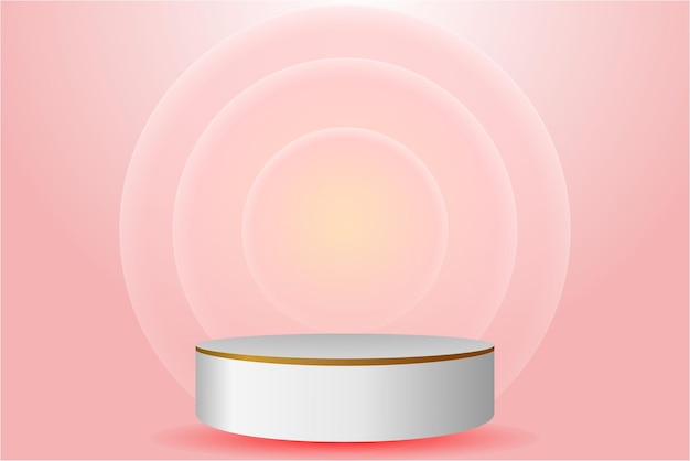 ilustração renderização 3d de um pódio com fundo rosa suave