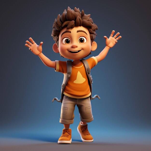 Ilustração renderizada em 3D de um menino com uma pose engraçada