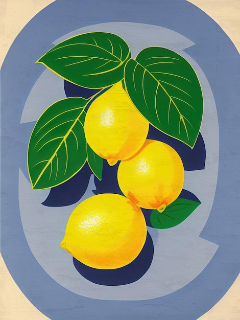 Foto ilustração retrô de limão verão pintura vintage frutas