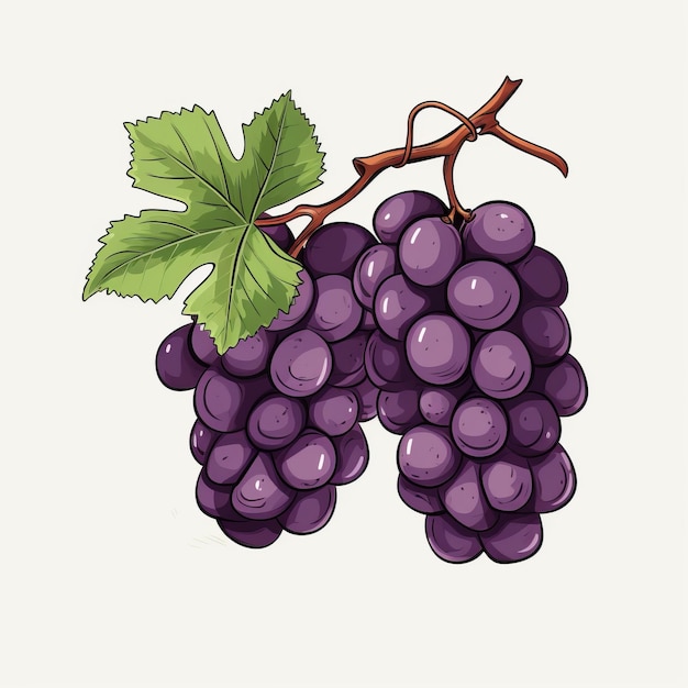 Ilustração retro vintage de uvas roxas em galho