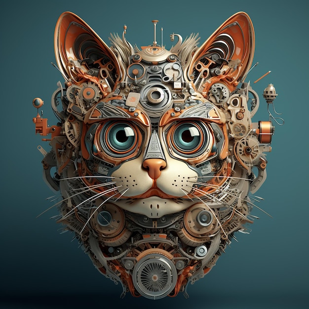 Foto ilustração robótica 3d de gato