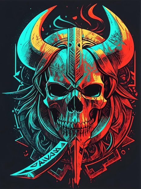 ilustração rosto mal morte crânio design de camiseta