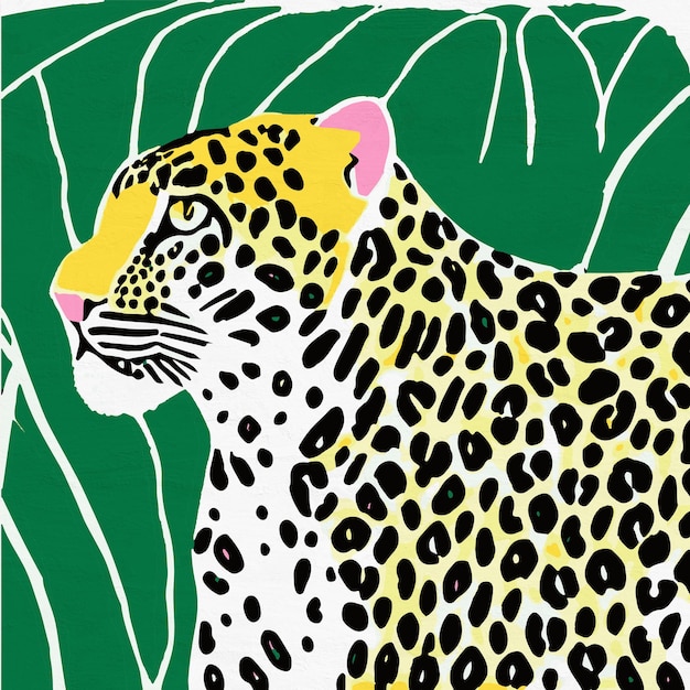 Ilustração selvagem do leopardo da arte da chita