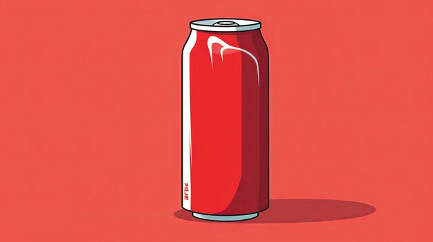 Foto ilustração simples de lata de coca-cola em desenho animado minima listsin generative ai