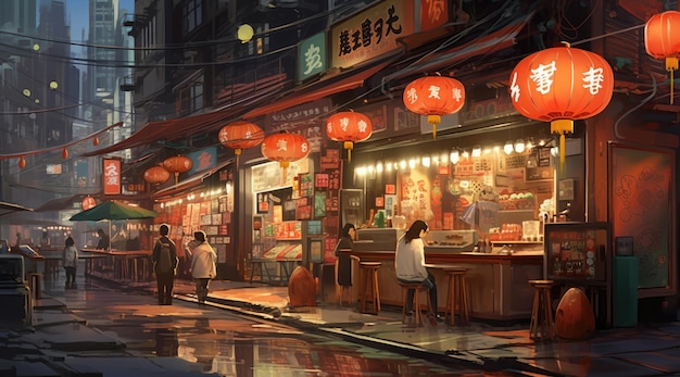 Ilustração sobre viagens e comida em Taipei Taiwan