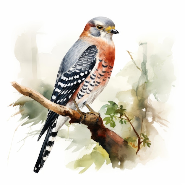 Ilustração suave de aquarela do pico-do-mar Levante Sparrowhawk na natureza