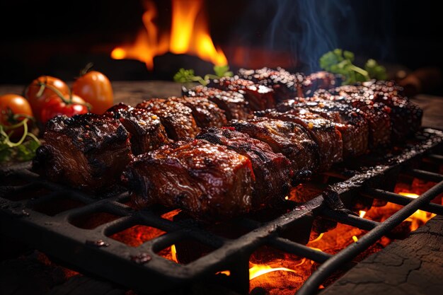 Foto ilustração suculenta e brilhante de carne grelhada para restaurantes