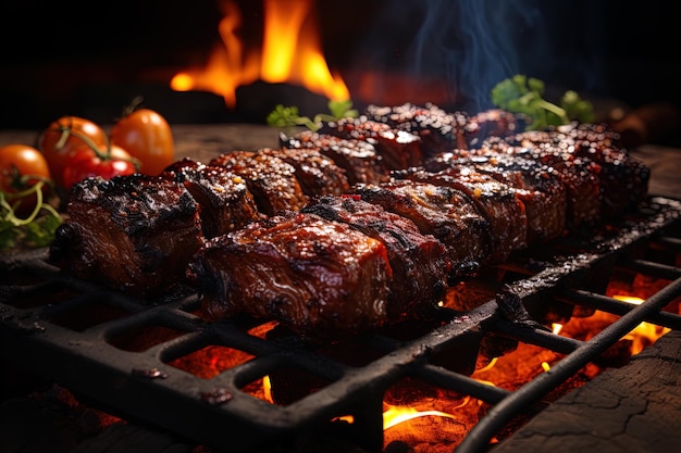 Foto ilustração suculenta e brilhante de carne grelhada para restaurantes
