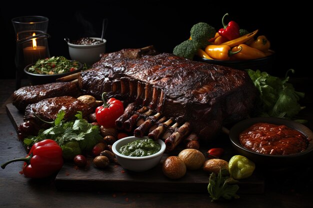 Foto ilustração suculenta e brilhante de carne grelhada para restaurantes