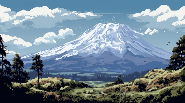 Ilustração Taiga Monte Kilimanjaro 16 bits