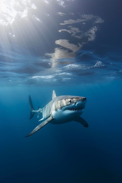 Foto ilustração tubarão branco ai generativo