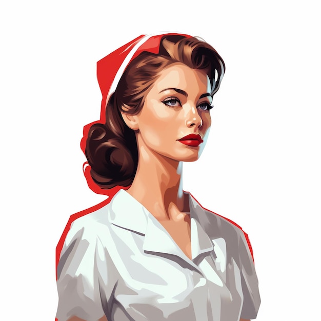 Foto ilustração uma enfermeira com fundo branco