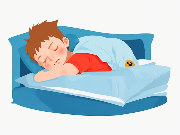 Ilustração vectorial de um miúdo a dormir
