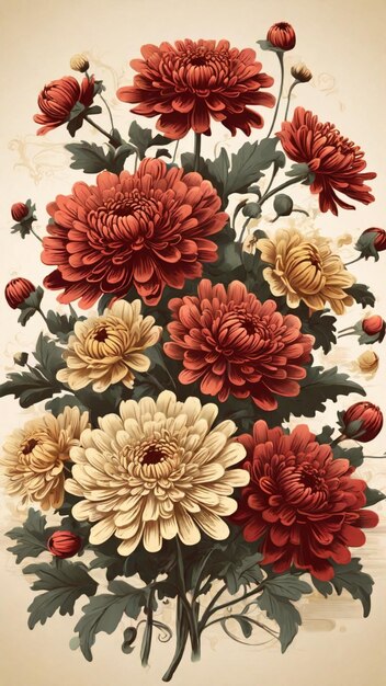 Ilustração vetor vintage Chrysanthemum