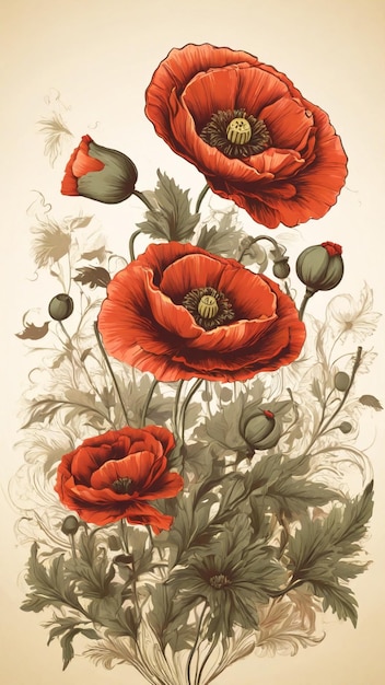 Ilustração vetor vintage Poppy