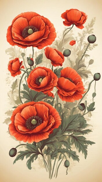 Ilustração vetor vintage Poppy