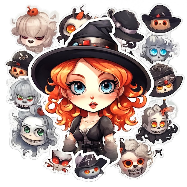 Ilustração Vetorial Cartoon Menina Bruxa Halloween ilustração