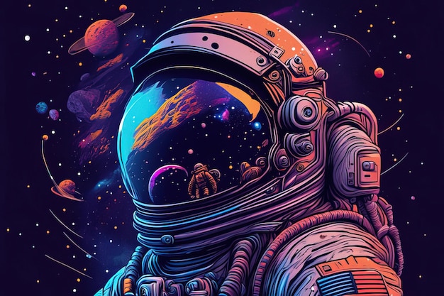 ilustração vetorial colorida de astronauta com espaço espacial