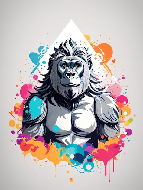Ilustração vetorial colorida de gorila para design de camiseta