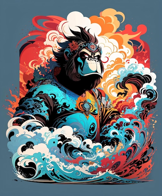 Ilustração vetorial colorida de gorila para design de camiseta