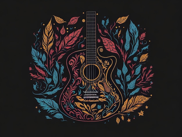 Ilustração vetorial colorida de guitarra