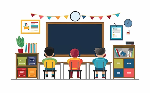 Ilustração vetorial colorida de sala de aula moderna isolada em fundo branco