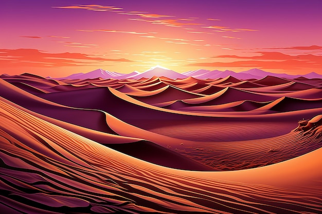 Foto ilustração vetorial colorida de uma paisagem desértica ai gerada