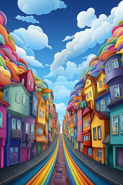 ilustração vetorial colorida de uma paisagem urbana distorcida Ai gerada