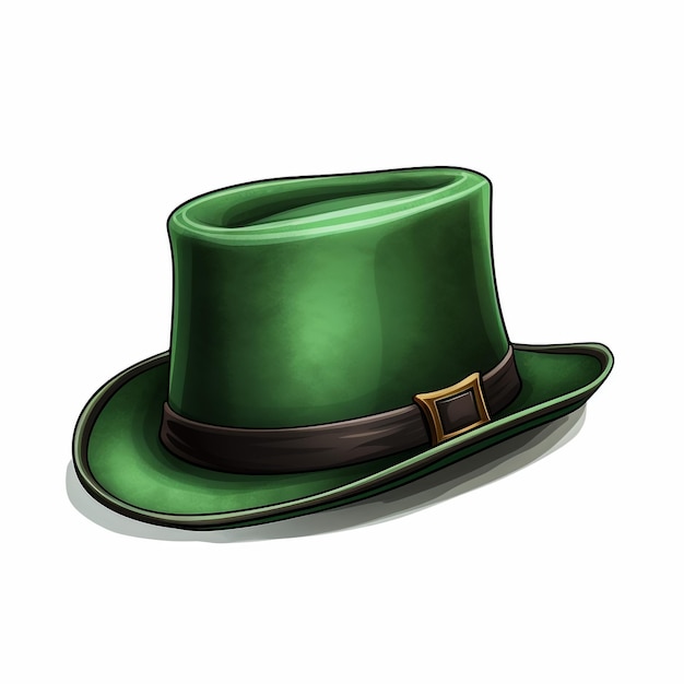 Foto ilustração vetorial com chapéu de duende verde realista 3d com trevo verde shamrock dia de são patrício conceito design clássico retrô vintage chapéu isolado em fundo preto