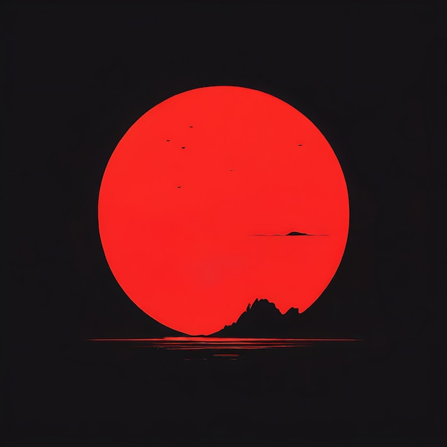 Ilustração vetorial com um pôr-do-sol vermelho