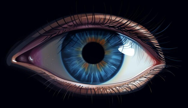 Foto ilustração vetorial conceitual de olho humano realista de uma menina com íris do crânio 1