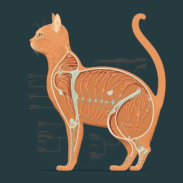 Foto ilustração vetorial da anatomia do gato