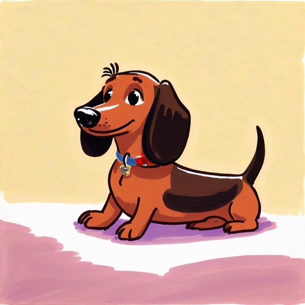 Foto ilustração vetorial de animais bonitos criança desenhar dachshund cão