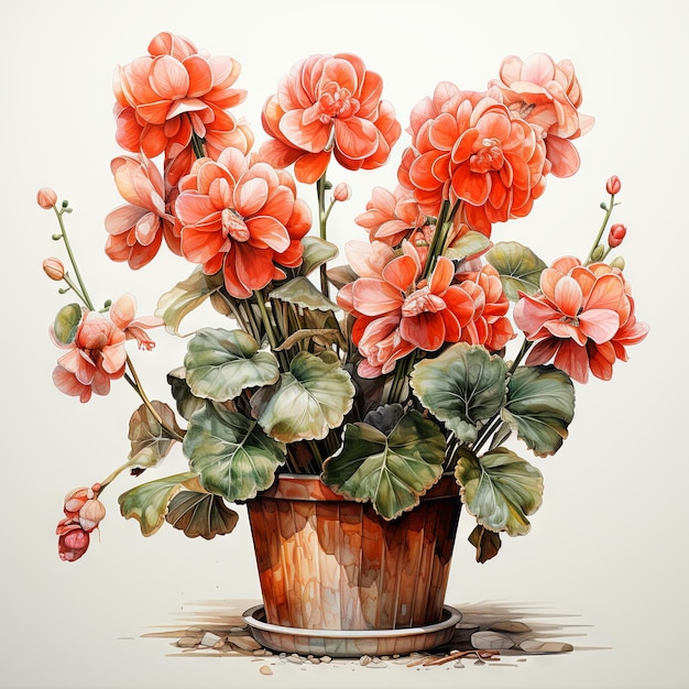 Ilustração vetorial de aquarela de uma planta em um vaso