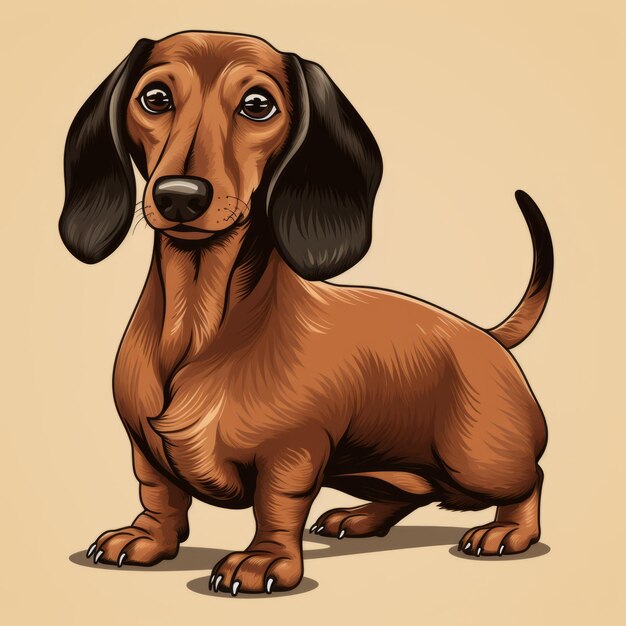 Foto ilustração vetorial de cão de desenho animado dachshund