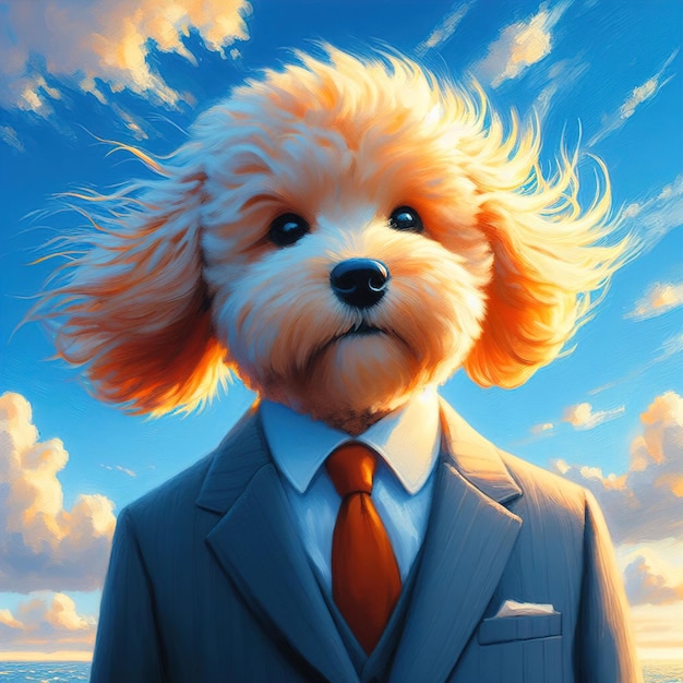 ilustração vetorial de cão pudel de desenho animado bonito com gravata