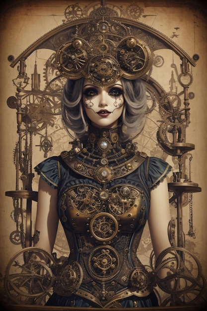 Ilustração vetorial de cartões de Halloween Steampunk