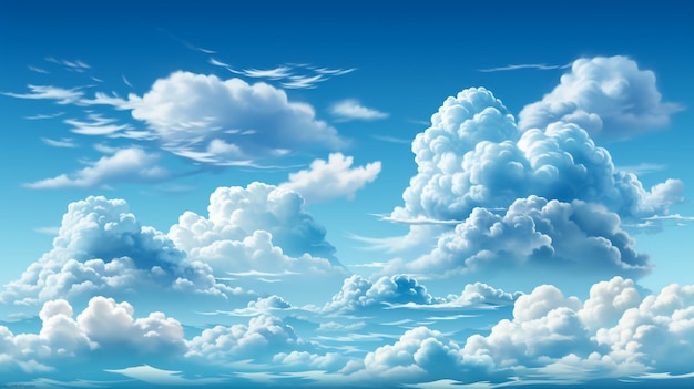 Ilustração vetorial de céu azul com nuvens