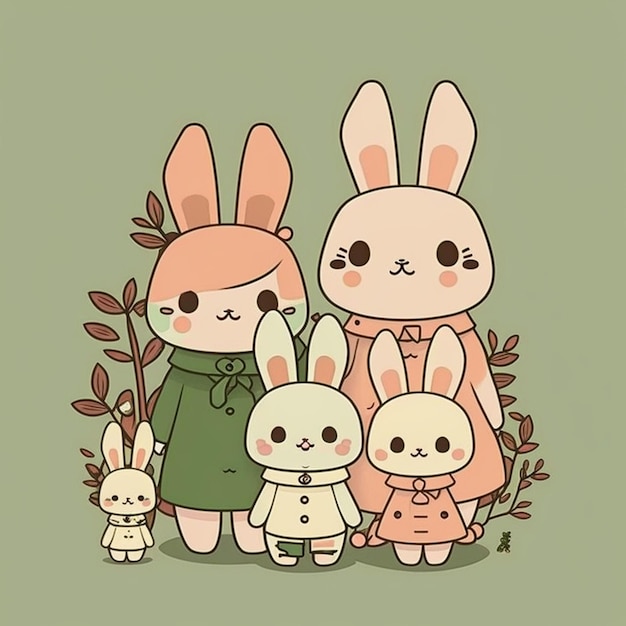 Foto ilustração vetorial de coelhos de família