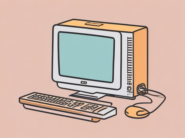 Foto ilustração vetorial de computador de linha fina contínua de computação conectada