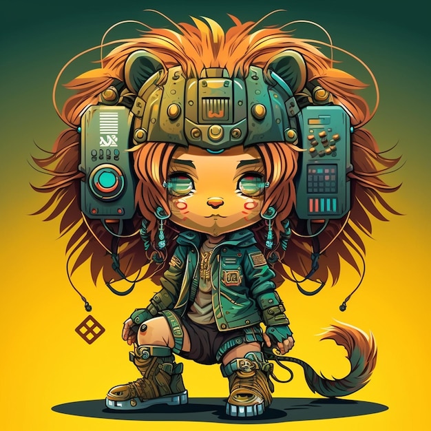 Ilustração vetorial de Cyberpunk Lion